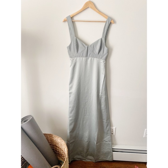 NEW Free People Gia Dress Pale Green Cut Out Back Size 10 - Picture 9 of 9